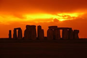 Blazing sunset at Stonehenge